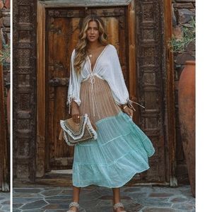 Vici Topanga Metallic Kaftan Cover-Up Dress